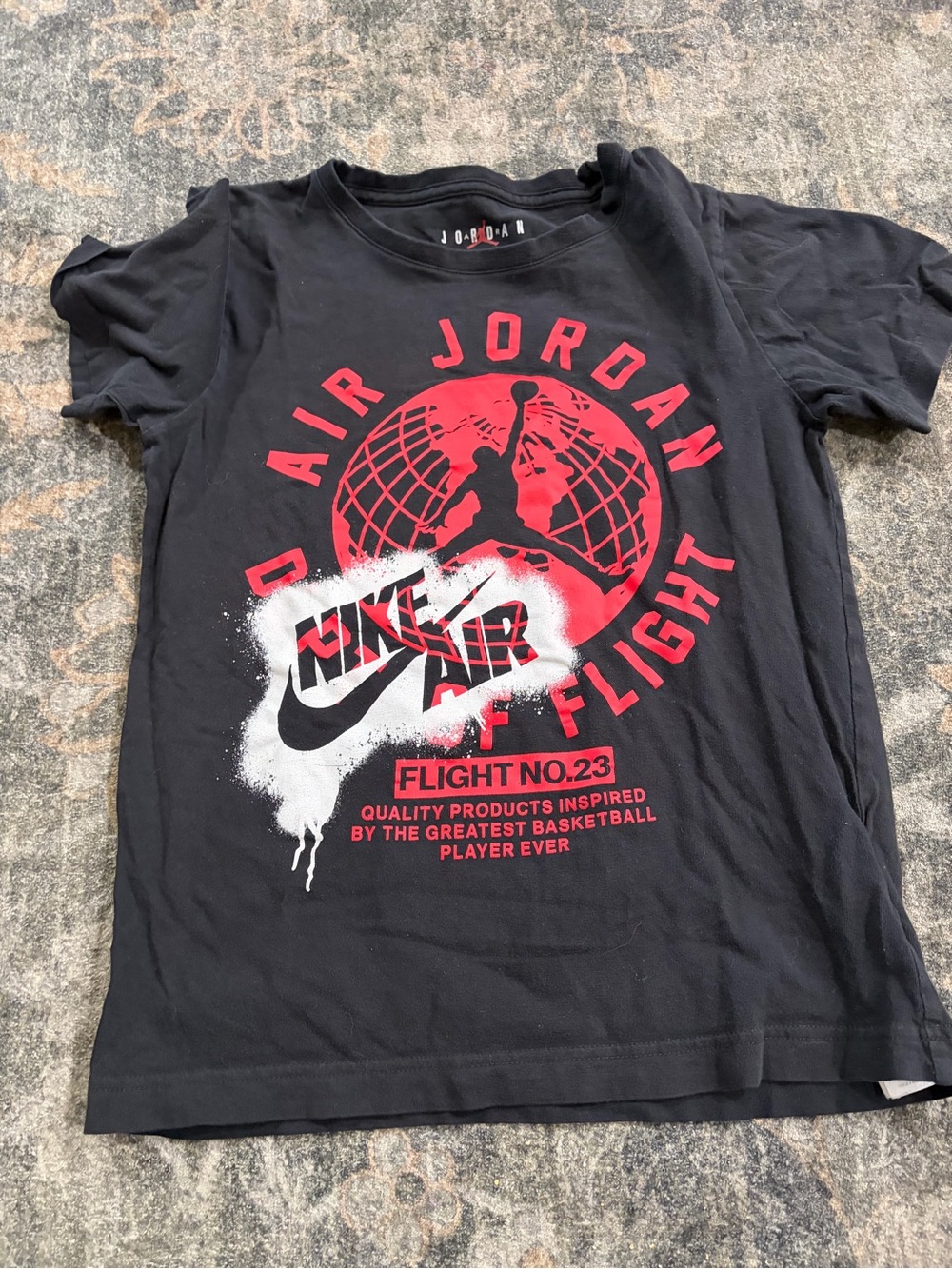 Jordan Black Tee with Red & White Air Flight Graphic